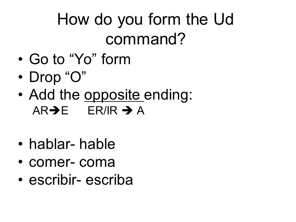 How do you form the Ud command.