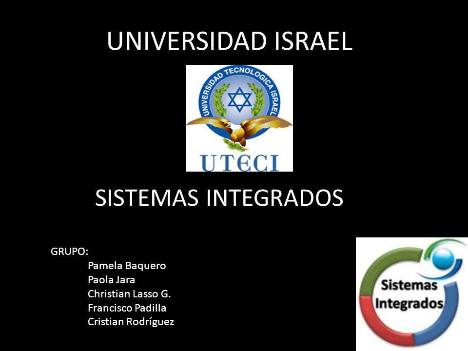 UNIVERSIDAD ISRAEL SISTEMAS INTEGRADOS GRUPO: Pamela Baquero Paola Jara Christian Lasso G.