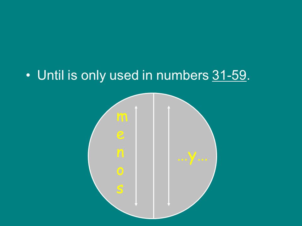 Until is only used in numbers …y… menosmenos