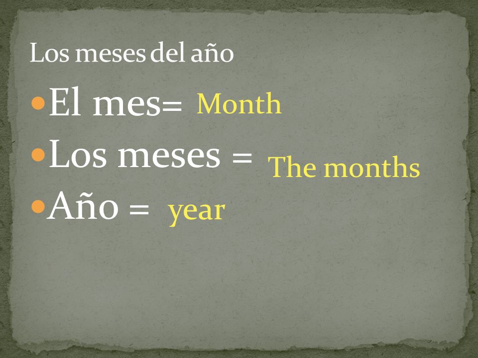El mes= Los meses = Año = Month The months year