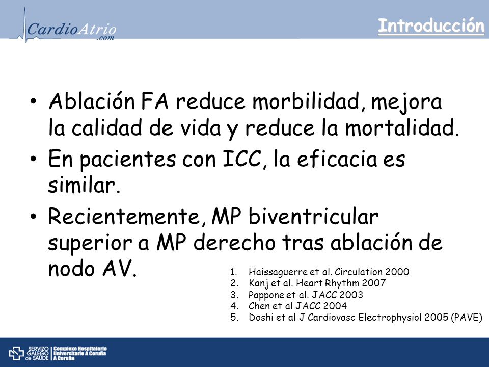 Introducción Ablación FA reduce morbilidad, mejora la calidad de vida y reduce la mortalidad.