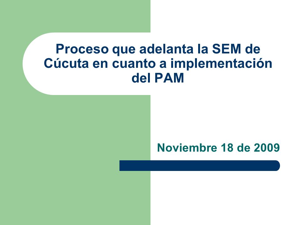 Proceso que adelanta la SEM de Cúcuta en cuanto a implementación del PAM Noviembre 18 de 2009