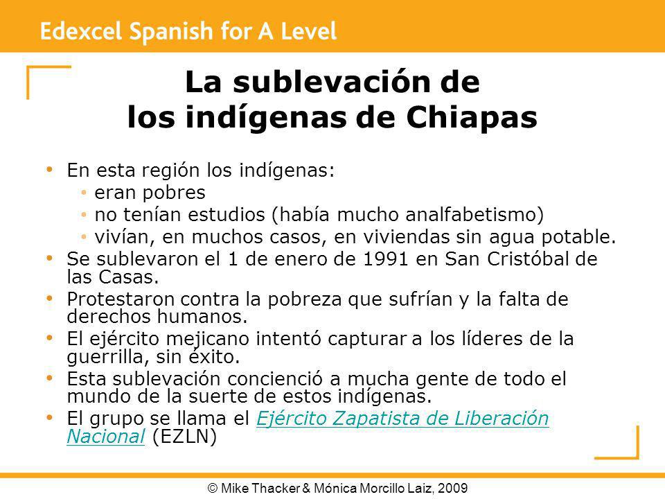 La sublevación de los indígenas de Chiapas En esta región los indígenas: eran pobres no tenían estudios (había mucho analfabetismo) vivían, en muchos casos, en viviendas sin agua potable.
