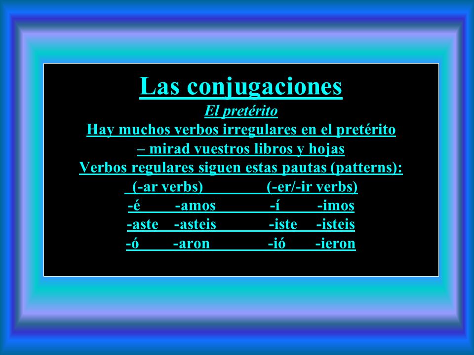 El pretérito y El imperfecto El pretérito y el imperfecto son los dos tiempos del pasado en español.