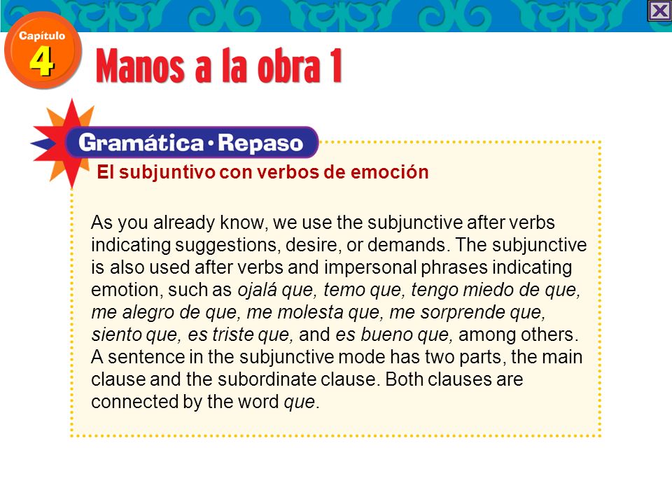 As you already know, we use the subjunctive after verbs indicating suggestions, desire, or demands.