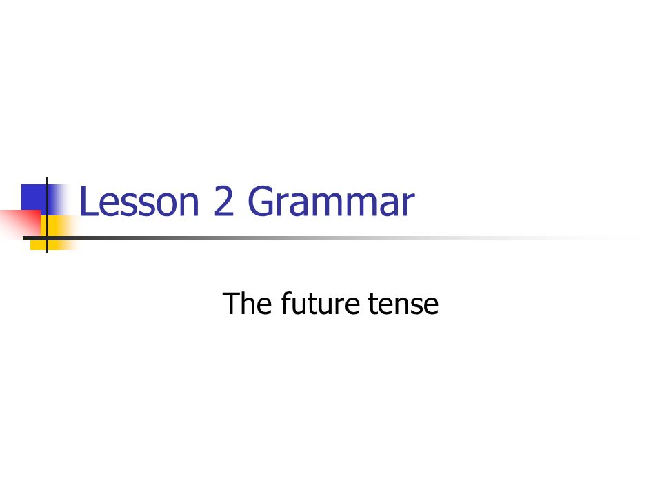 Lesson 2 Grammar The future tense