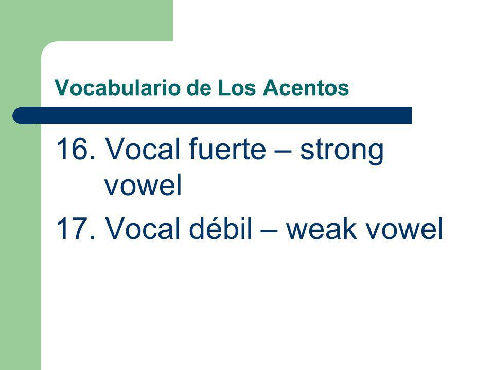 Vocabulario de Los Acentos 12. También – also 13.