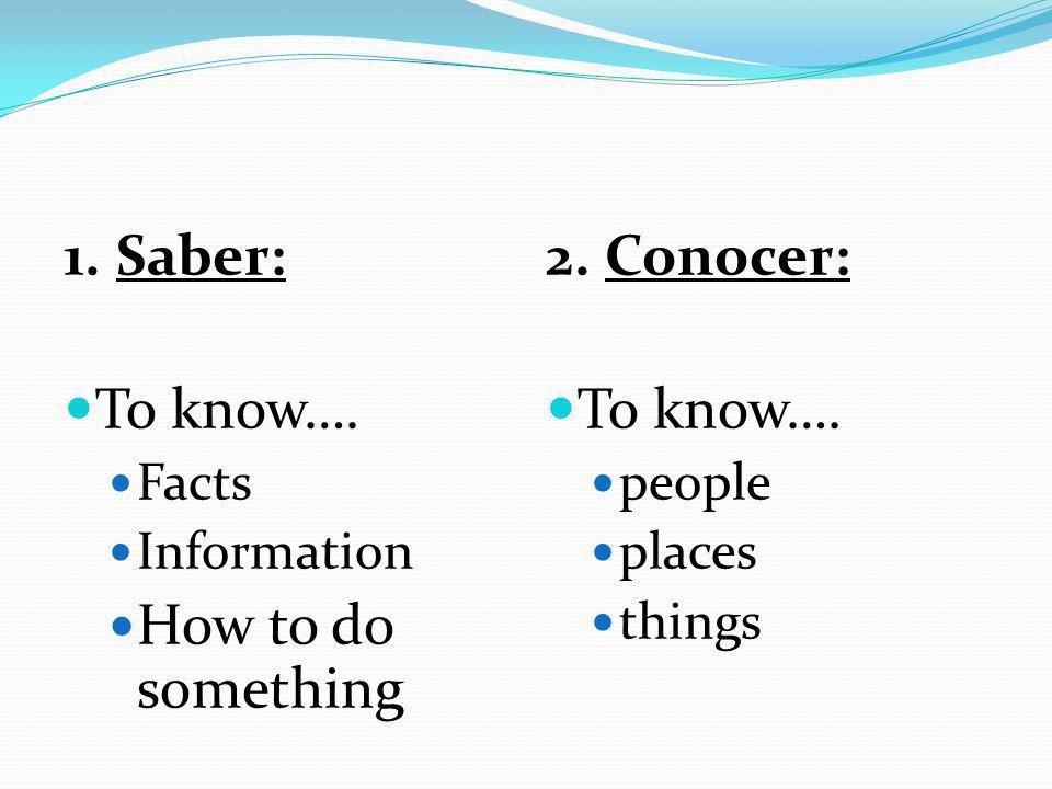 1. Saber: To know…. Facts Information How to do something 2.