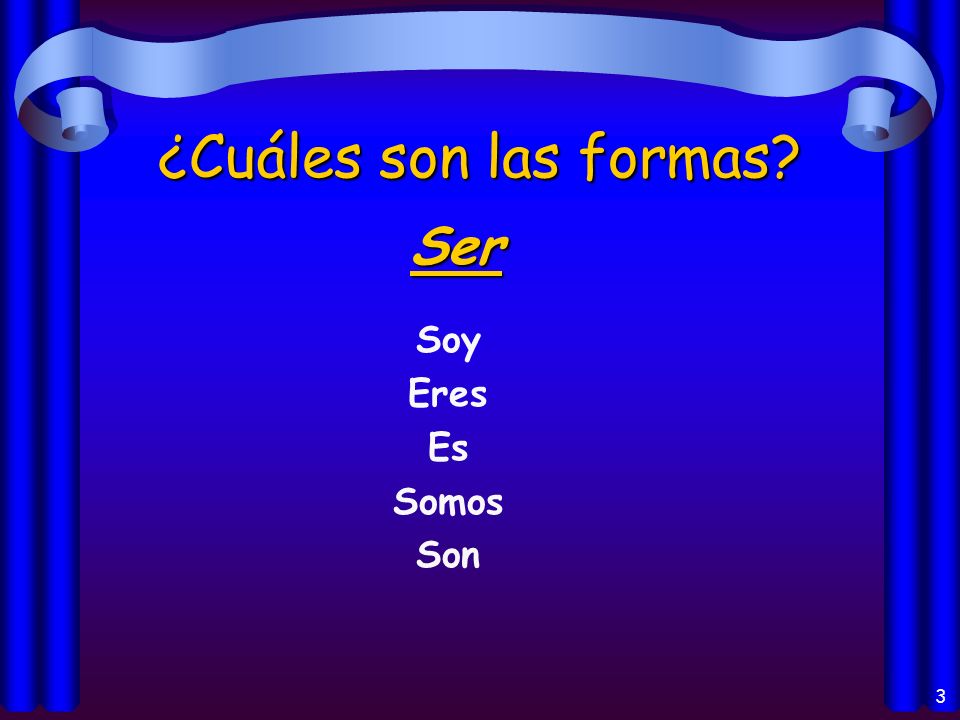 2 Ser en español… means to be Used in very different cases Irregular conjugations