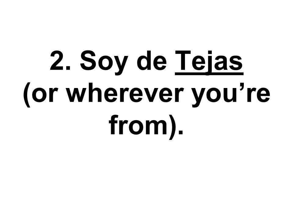 2. Soy de Tejas (or wherever youre from).