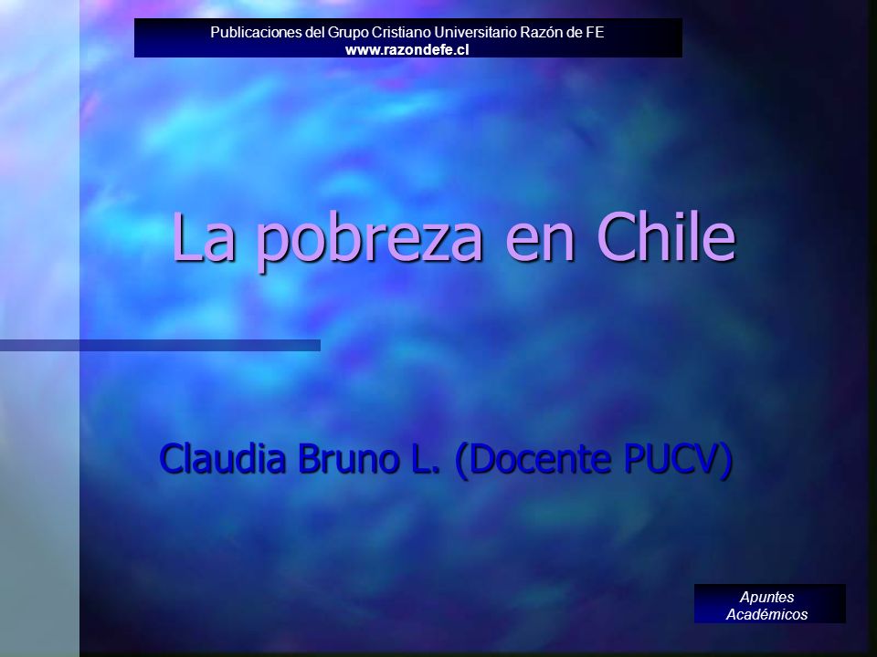 La pobreza en Chile Claudia Bruno L.