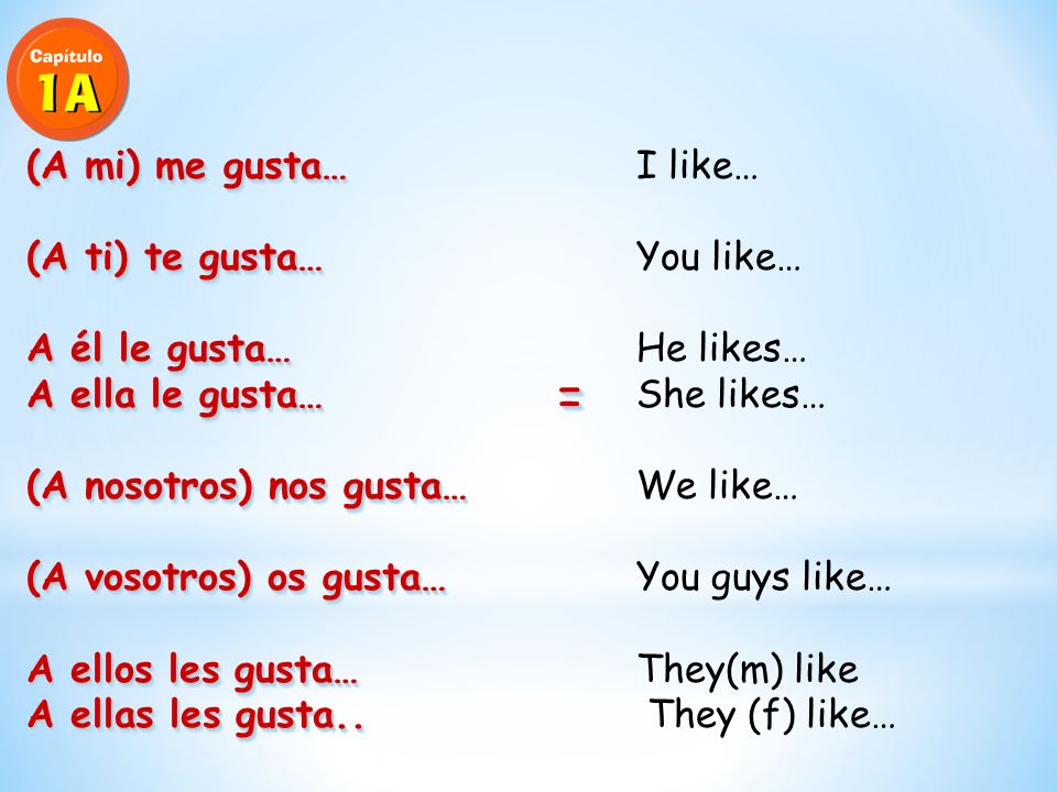 Presentación del tema: "El Verbo GUSTAR En español gustar means to be ...