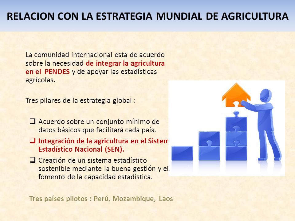 La comunidad internacional esta de acuerdo sobre la necesidad de integrar la agricultura en el PENDES y de apoyar las estadísticas agrícolas.