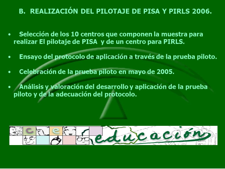 B.REALIZACIÓN DEL PILOTAJE DE PISA Y PIRLS 2006.