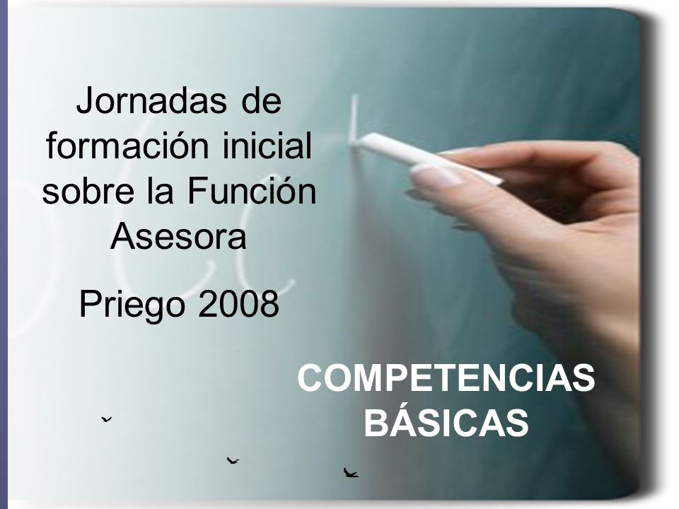 COMPETENCIAS BÁSICAS Jornadas de formación inicial sobre la Función Asesora Priego 2008