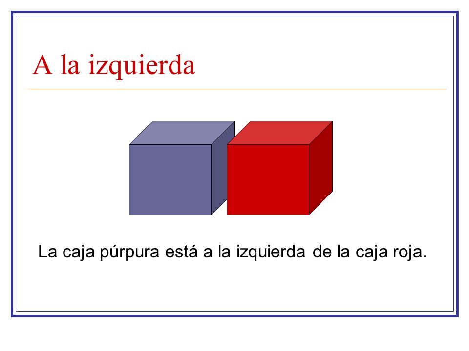 A la izquierda La caja púrpura está a la izquierda de la caja roja.