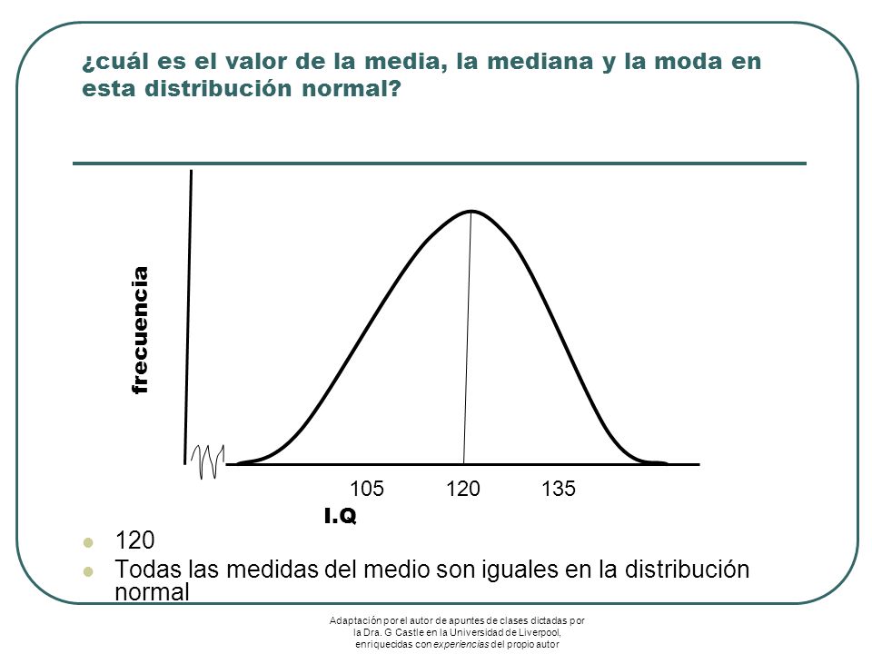 ¿cuál es el valor de la media, la mediana y la moda en esta distribución normal.