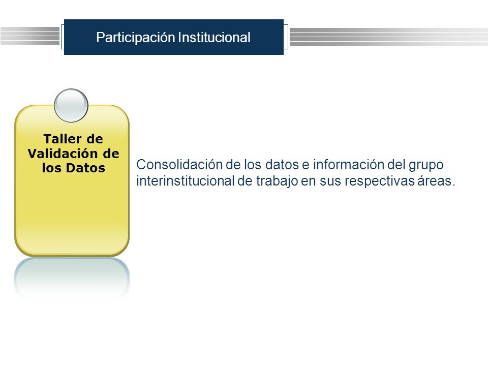 Participación Institucional Consolidación de los datos e información del grupo interinstitucional de trabajo en sus respectivas áreas.