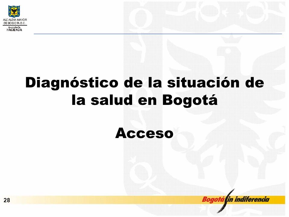 Cupo de Endeudamiento – Septiembre de Diagnóstico de la situación de la salud en Bogotá Acceso
