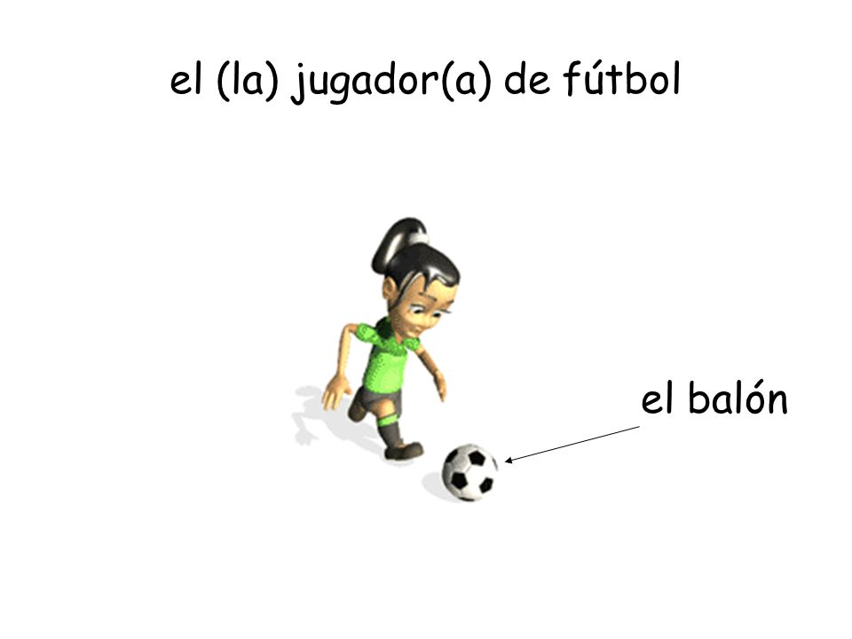 el (la) jugador(a) de fútbol el balón