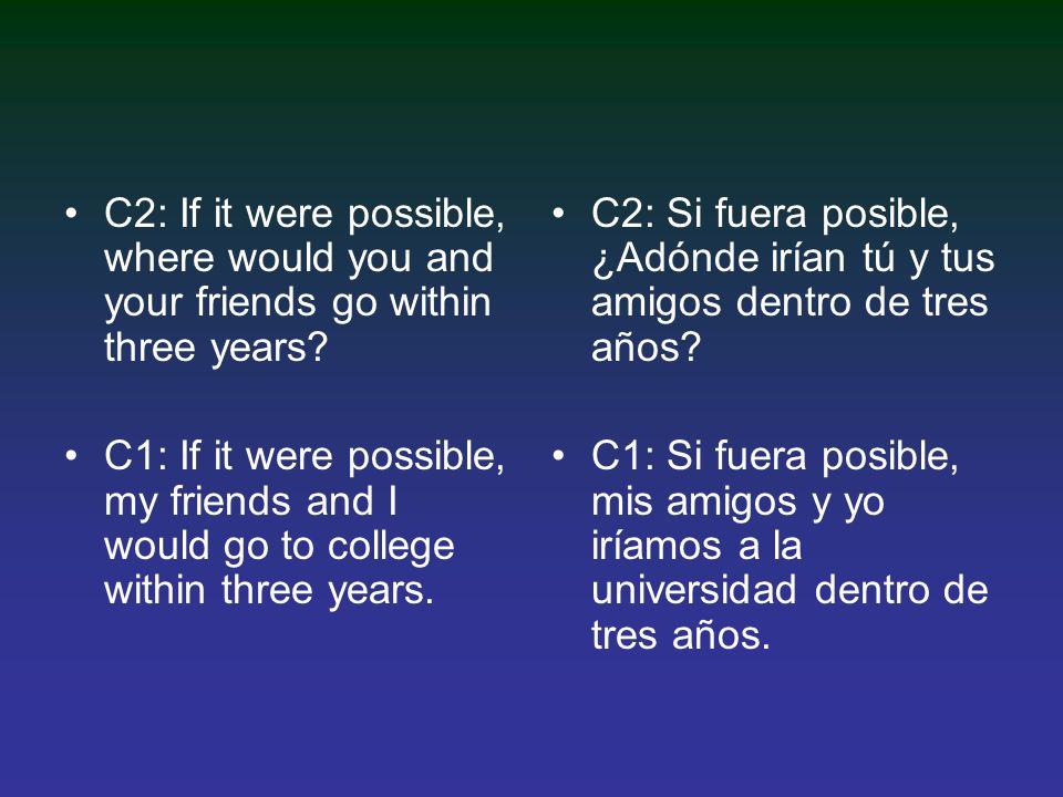 C2: If it were possible, where would you and your friends go within three years.