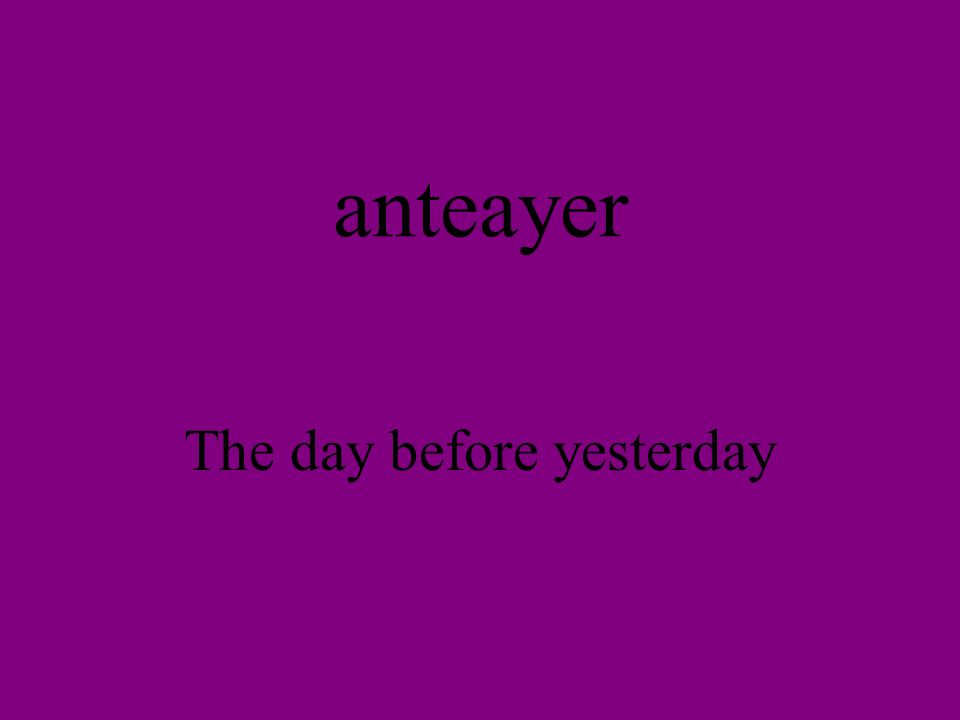 anteayer The day before yesterday