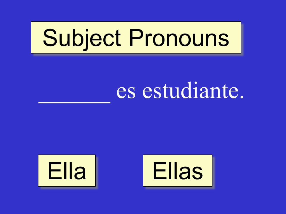 Subject Pronouns ______ es estudiante. Ella Ellas