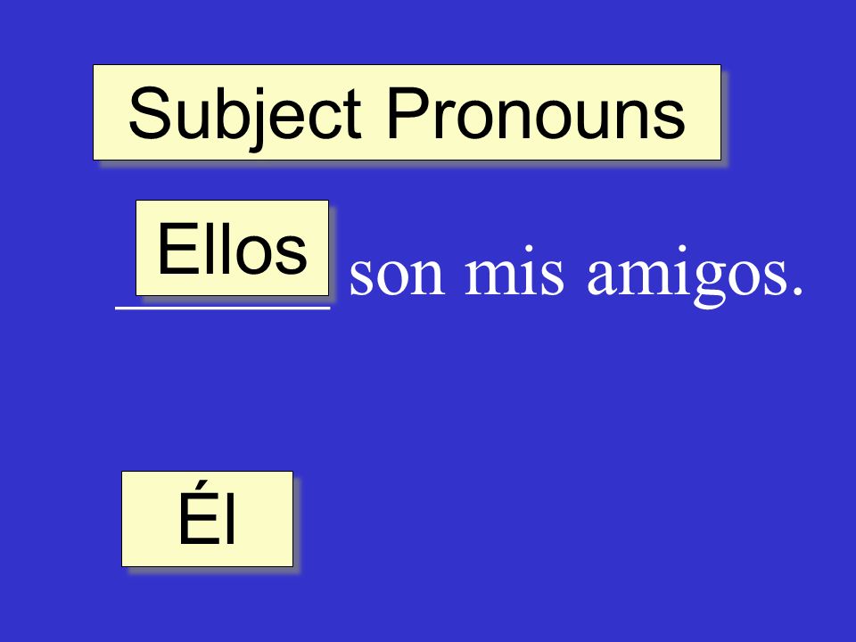 Subject Pronouns ______ son mis amigos. Él Ellos