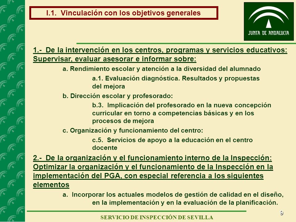 9 SERVICIO DE INSPECCIÓN DE SEVILLA I.1.