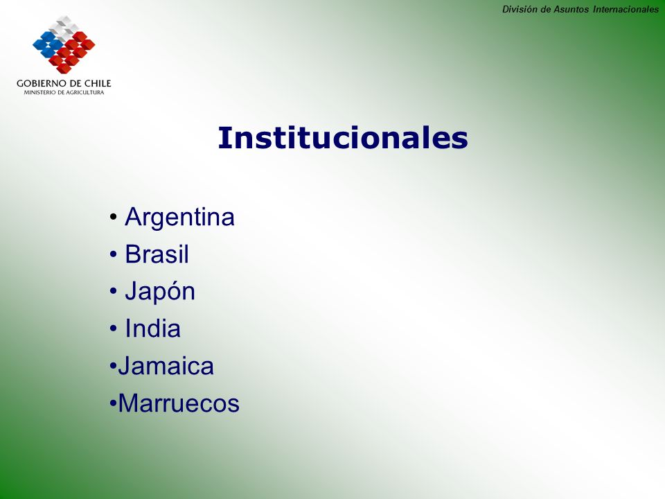 División de Asuntos Internacionales Institucionales Argentina Brasil Japón India Jamaica Marruecos
