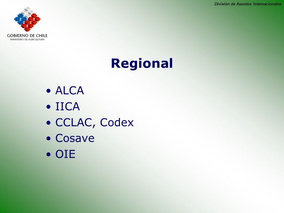 División de Asuntos Internacionales Regional ALCA IICA CCLAC, Codex Cosave OIE