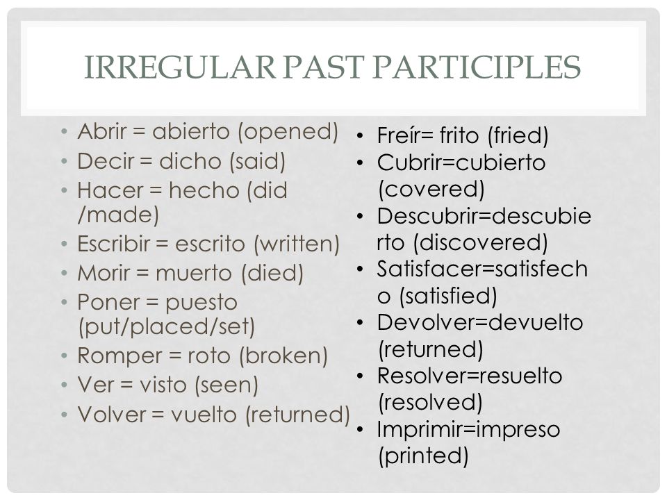 ESPAÑOL 3 LOS TIEMPOS PERFECTOS. “PERFECT TENSES” Consist of 2 parts ...