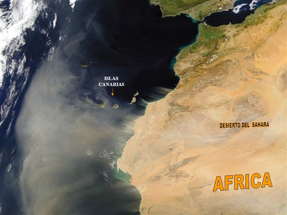Una tempestad de arena sale del Norte de Africa hacia el Atlántico llegando hasta las Islas Canarias.