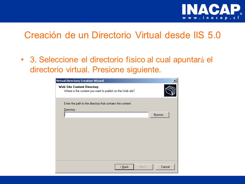 Creación de un Directorio Virtual desde IIS
