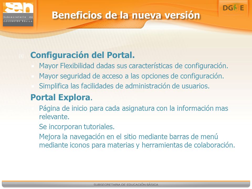 Beneficios de la nueva versión Configuración del Portal.