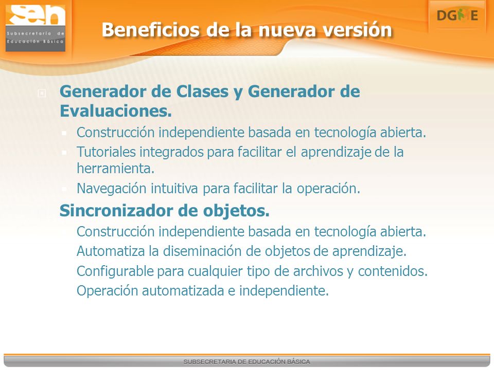 Beneficios de la nueva versión Generador de Clases y Generador de Evaluaciones.