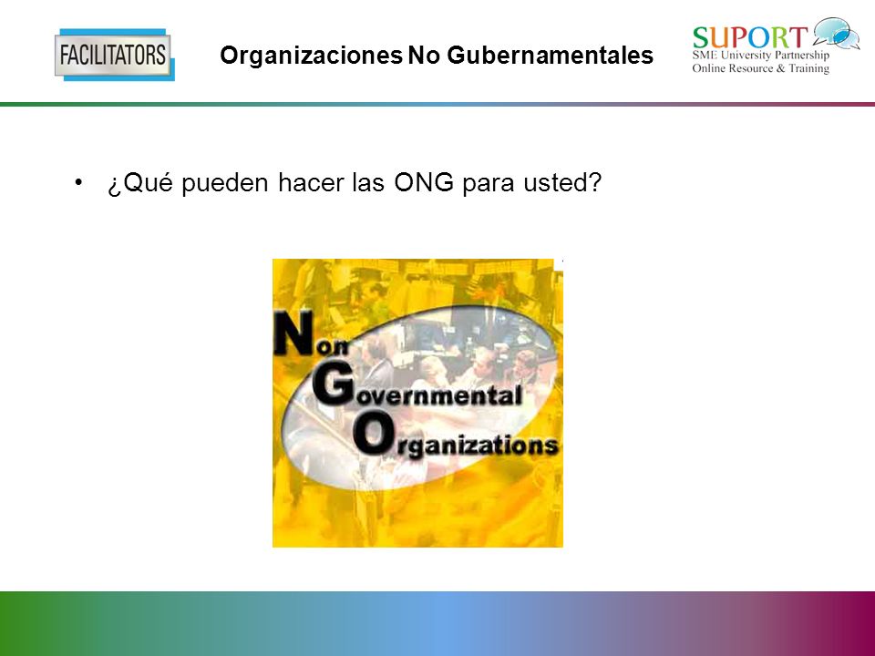Organizaciones No Gubernamentales ¿Qué pueden hacer las ONG para usted