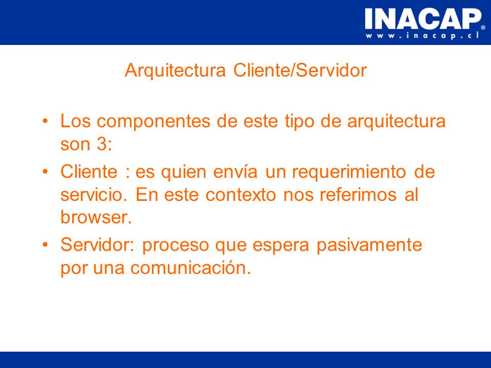 Fundamentos de Internet Contenidos Arquitectura Cliente/Servidor.