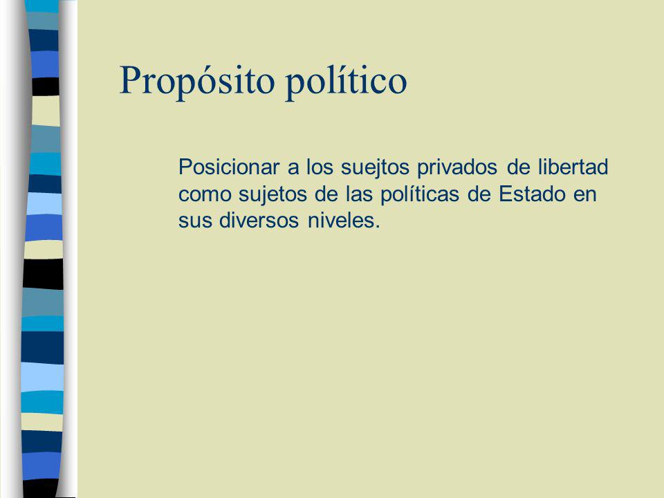 Propósito político Posicionar a los suejtos privados de libertad como sujetos de las políticas de Estado en sus diversos niveles.