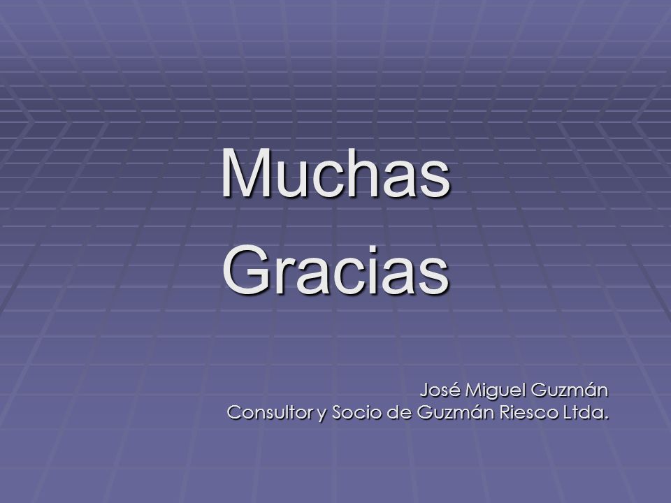 MuchasGracias José Miguel Guzmán Consultor y Socio de Guzmán Riesco Ltda.