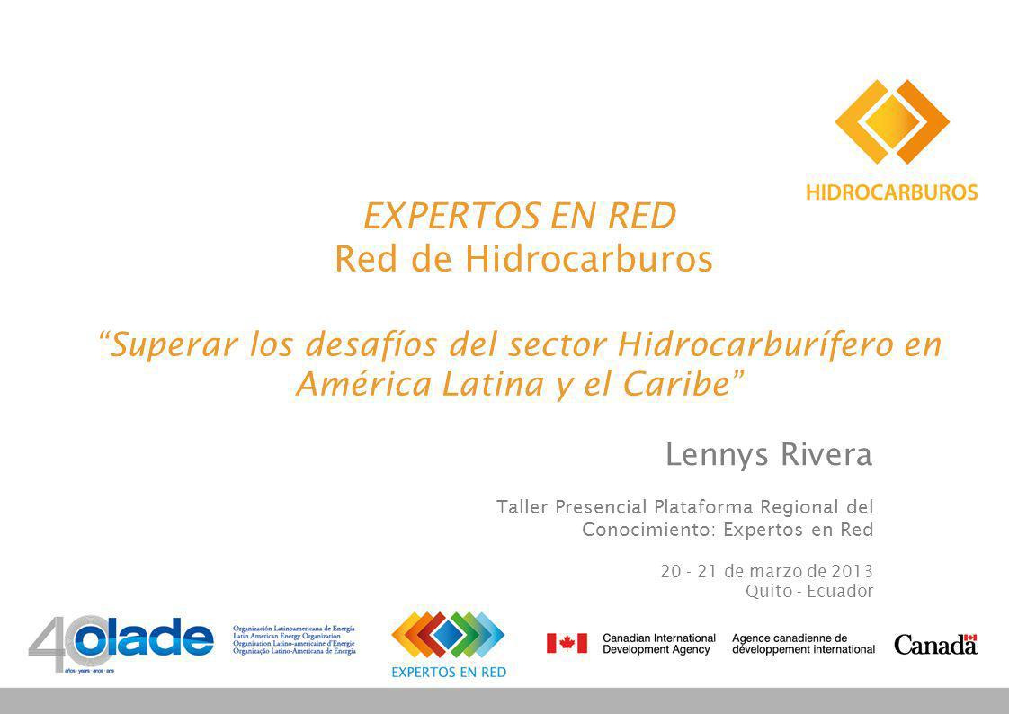 EXPERTOS EN RED Red de Hidrocarburos Superar los desafíos del sector Hidrocarburífero en América Latina y el Caribe Lennys Rivera Taller Presencial Plataforma Regional del Conocimiento: Expertos en Red de marzo de 2013 Quito - Ecuador
