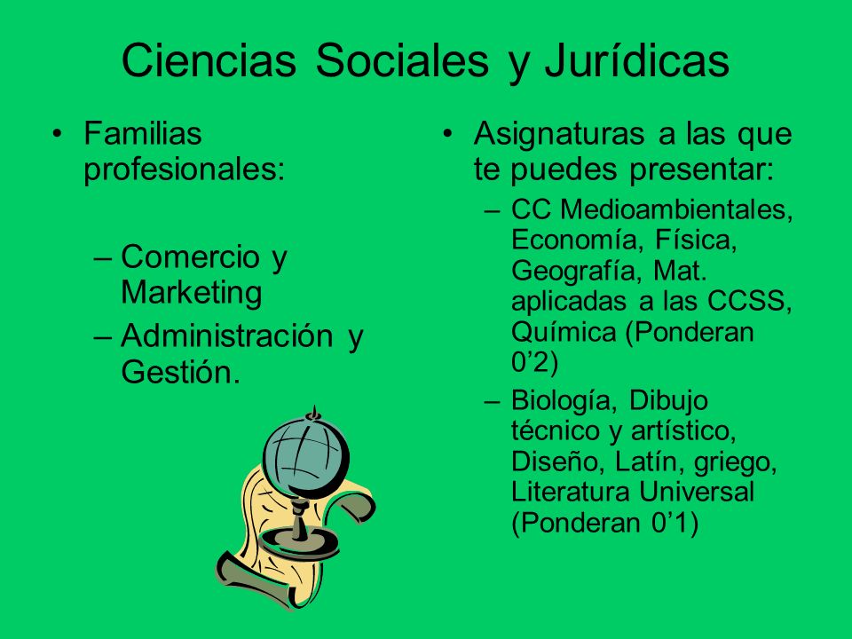 Ciencias Sociales y Jurídicas Familias profesionales: –Comercio y Marketing –Administración y Gestión.