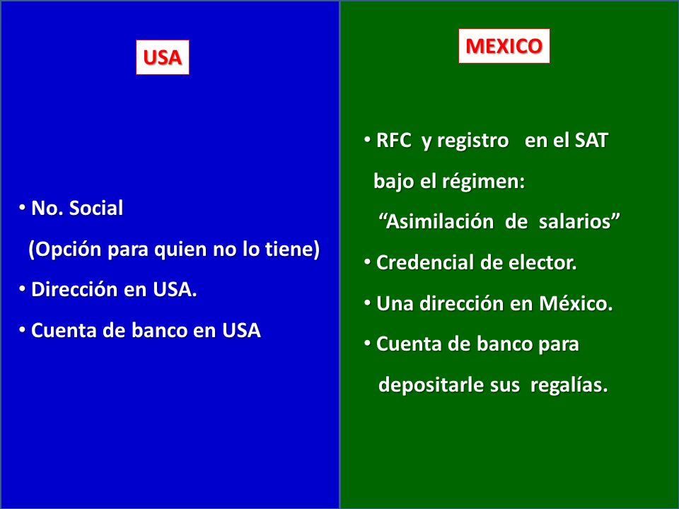 USA MEXICO No. Social No.