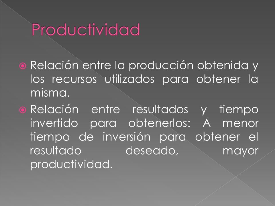 Relación entre la producción obtenida y los recursos utilizados para obtener la misma.