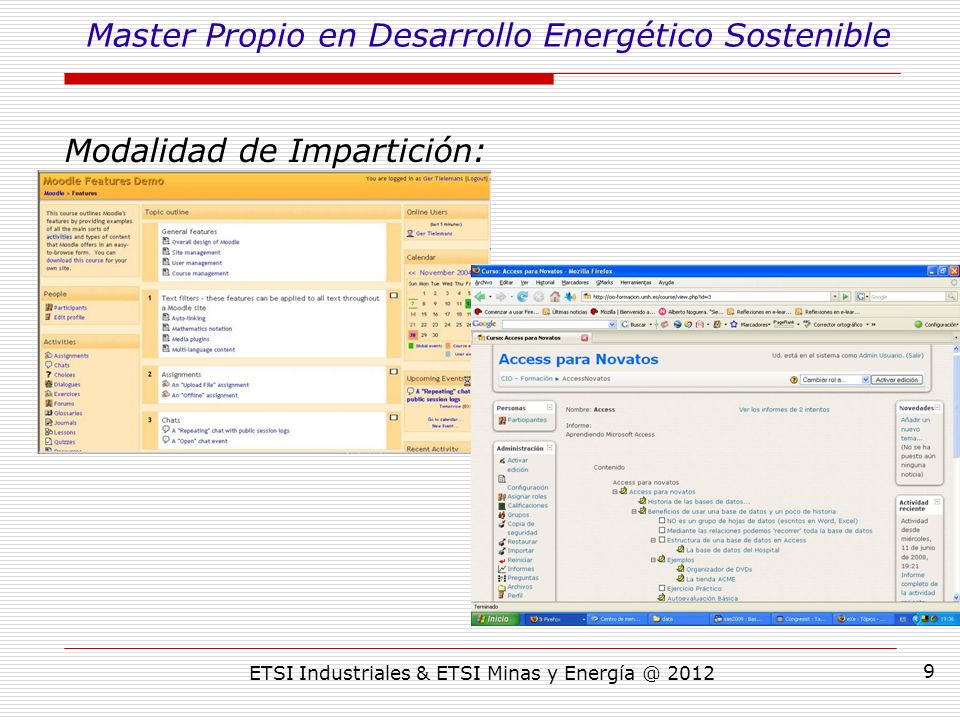 ETSI Industriales & ETSI Minas y Modalidad de Impartición: Master Propio en Desarrollo Energético Sostenible