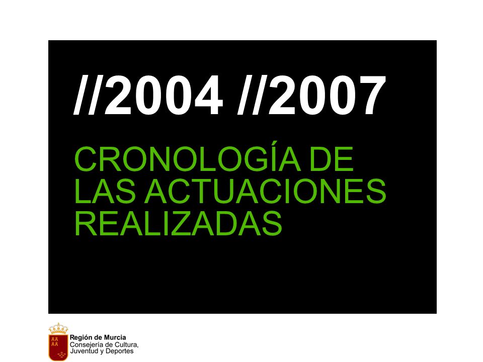 //2004 //2007 CRONOLOGÍA DE LAS ACTUACIONES REALIZADAS