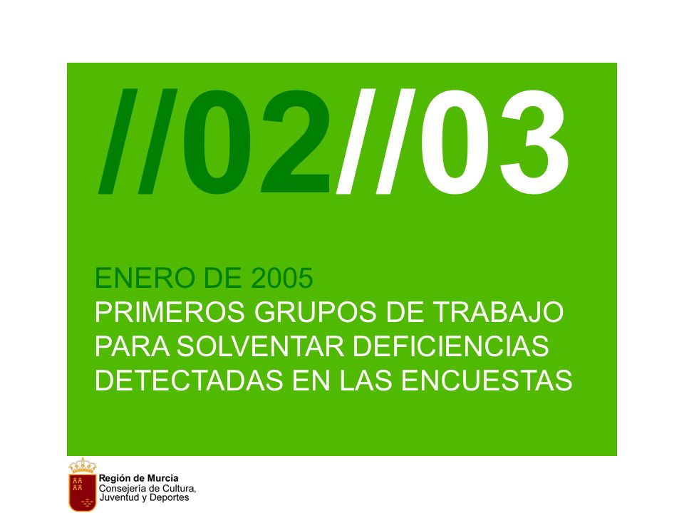 //02//03 ENERO DE 2005 PRIMEROS GRUPOS DE TRABAJO PARA SOLVENTAR DEFICIENCIAS DETECTADAS EN LAS ENCUESTAS