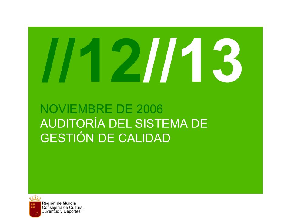 //12//13 NOVIEMBRE DE 2006 AUDITORÍA DEL SISTEMA DE GESTIÓN DE CALIDAD