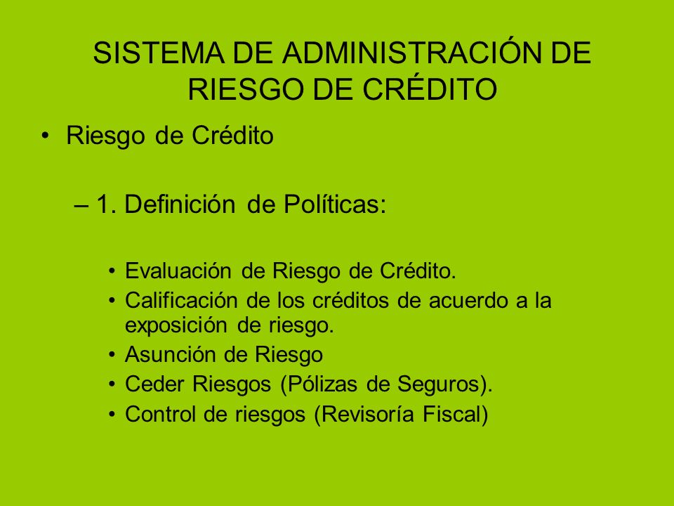 SISTEMA DE ADMINISTRACIÓN DE RIESGO DE CRÉDITO Riesgo de Crédito –1.