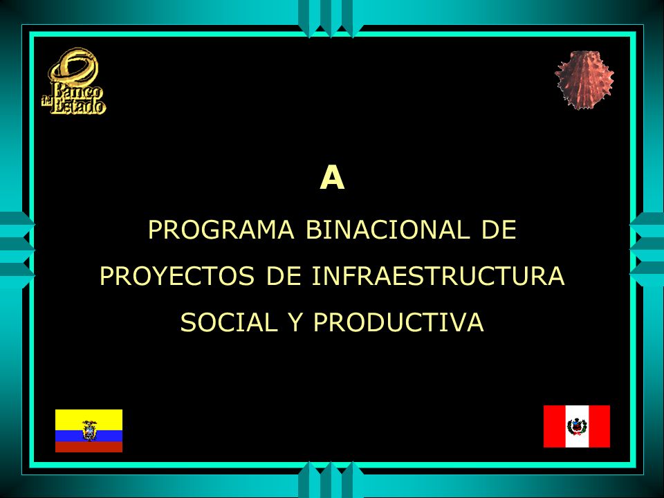 A PROGRAMA BINACIONAL DE PROYECTOS DE INFRAESTRUCTURA SOCIAL Y PRODUCTIVA